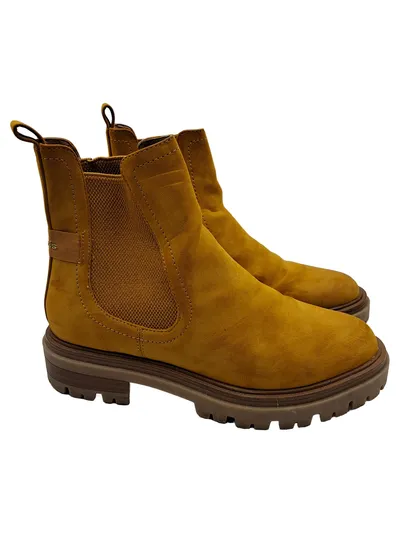 Tamaris Damen Chelsea Boots Stiefelette Gelb Gr. 37 Wildleder-Optik