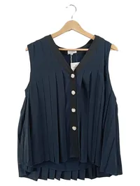 Claudie Pierlot Leichte Weste mit Plisseefalten Blau Gr. 38 1