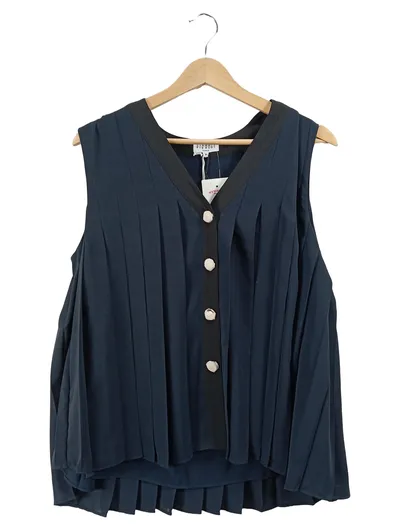 Claudie Pierlot Leichte Weste mit Plisseefalten Blau Gr. 38