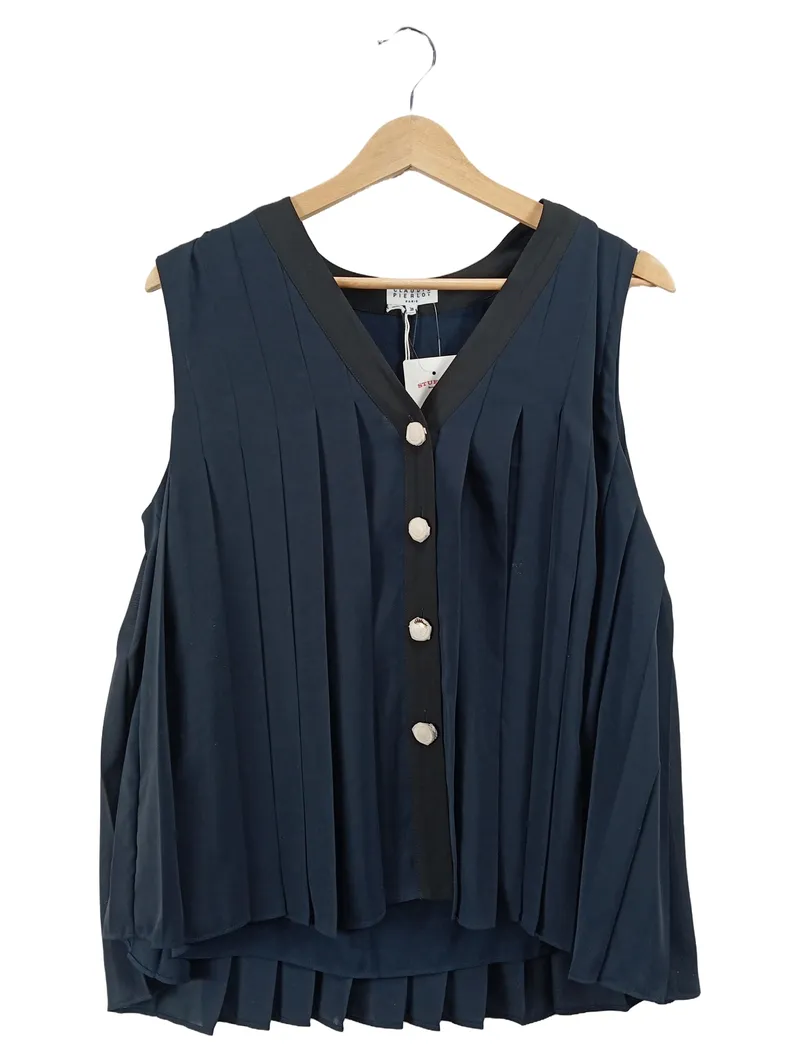 Claudie Pierlot Leichte Weste mit Plisseefalten Blau Gr. 38 1