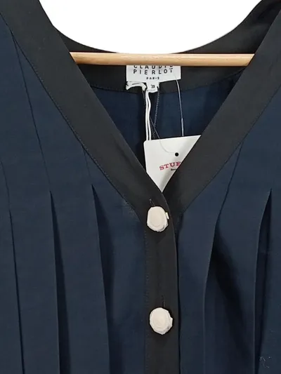 Claudie Pierlot Leichte Weste mit Plisseefalten Blau Gr. 38