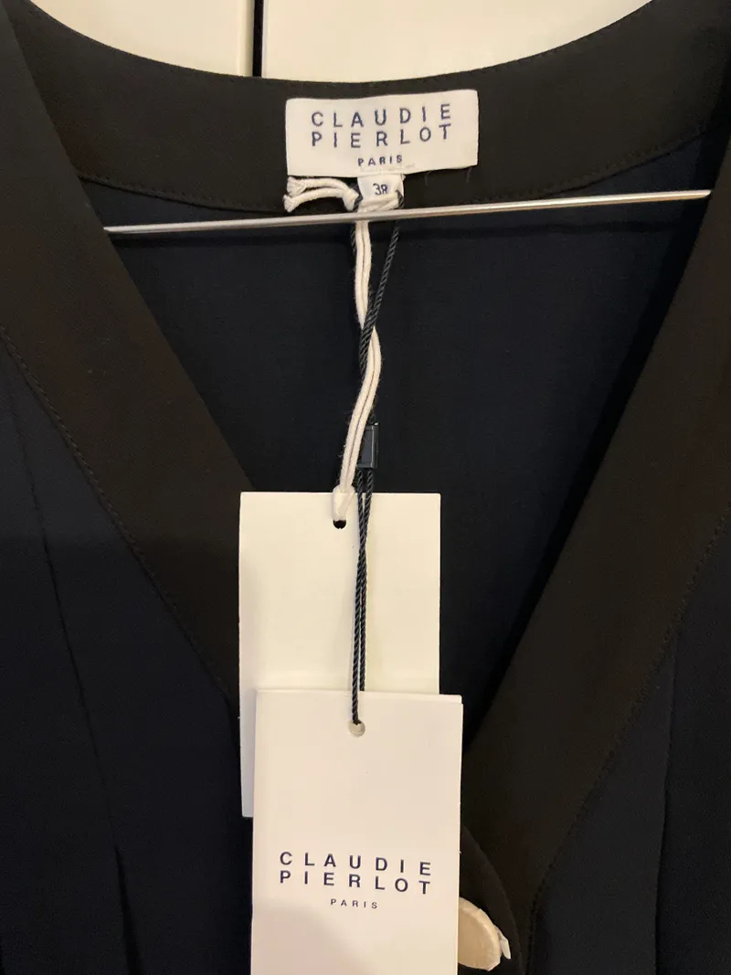 Claudie Pierlot Leichte Weste mit Plisseefalten Blau Gr. 38 4