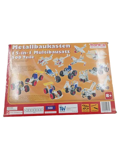 TRONIC Metallbaukasten 15-in-1 Multibausatz 500 Teile Silber Kinder