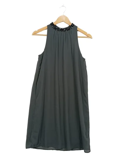 VERO MODA Damen Kleid XS Grau Festlich Pailletten Ärmellos Elegant