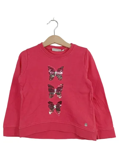 Tom Tailor Mädchen Pullover Tiermotiv Schmetterling Pailletten Rosa Gr. 110