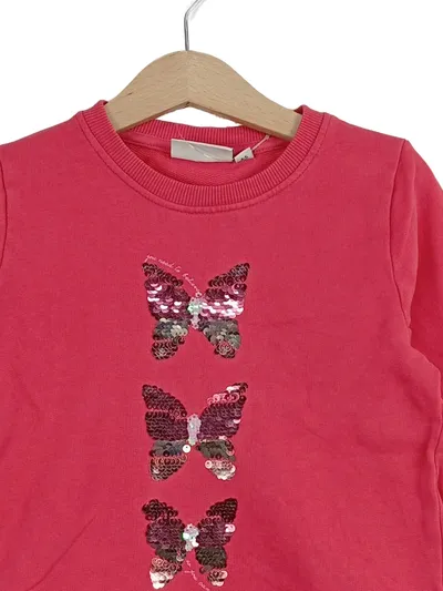 Tom Tailor Mädchen Pullover Tiermotiv Schmetterling Pailletten Rosa Gr. 110