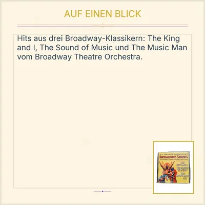 Broadway Shows Hits CD - King and I, Sound of Music, Music Man - Orchester