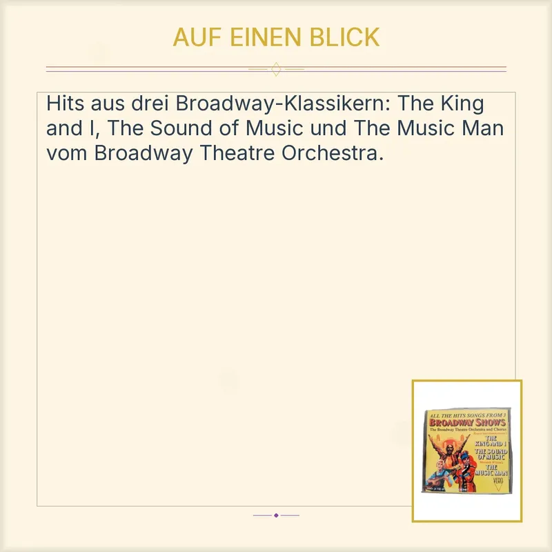 Broadway Shows Hits CD - King and I, Sound of Music, Music Man - Orchester 2