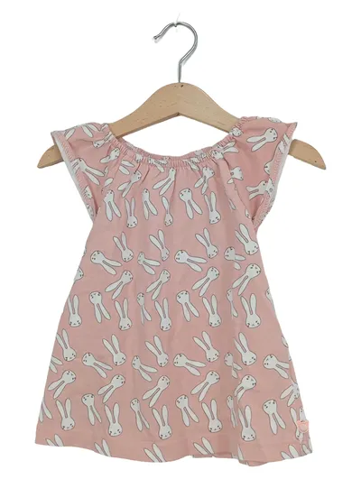 Noukie's Mädchen Freizeitkleid Gr. 86 Pink mit Hasenmuster Baumwolle