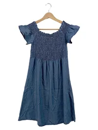 Apricot Damen Jeanskleid Blau Gr. 40 L Off-Shoulder Smocked Freizeitkleid 1