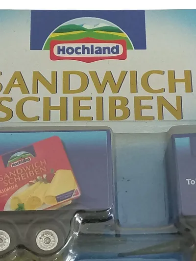 Hochland LKW mit Anhänger Sandwich Scheiben Spielzeugauto Blau 21cm