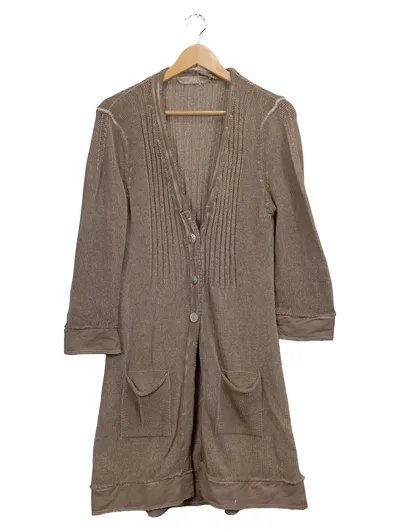 Bottega Strickjacke Damen Gr. L Beige Baumwolle Longcardigan
