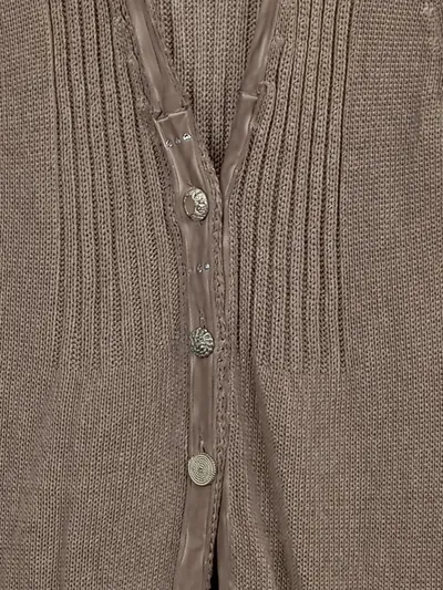 Bottega Strickjacke Damen Gr. L Beige Baumwolle Longcardigan
