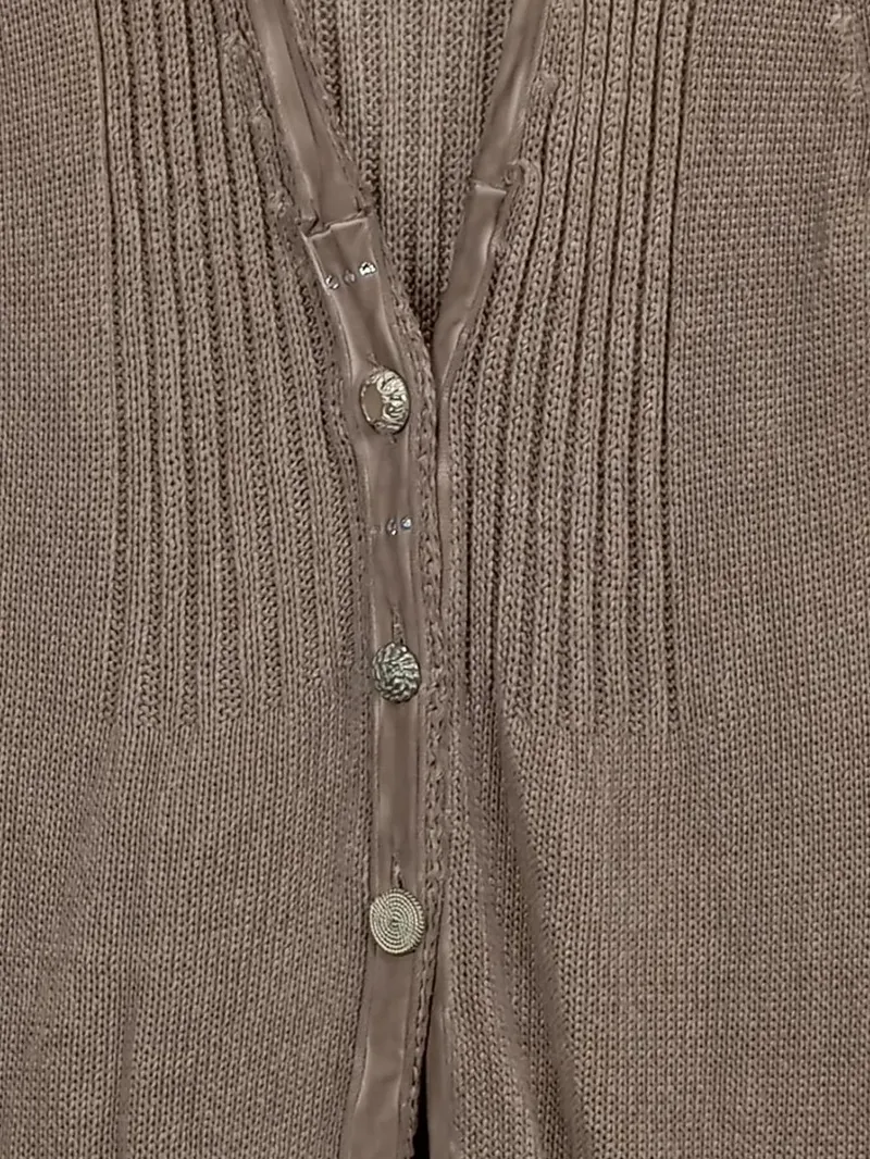 Bottega Strickjacke Damen Gr. L Beige Baumwolle Longcardigan 2