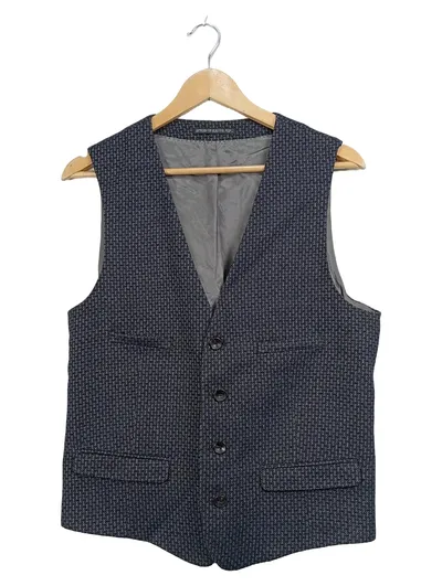 DRYKORN Anzugweste Herren Gr. 46 S Blau Strukturmuster Business