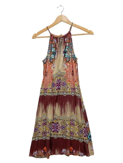 Buffalo London Damen Sommerkleid Maxikleid Ethno Muster Gr. 36/S Mehrfarbig