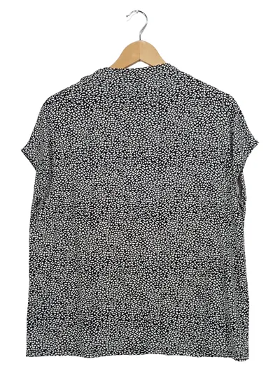 Lindex Damen T-Shirt Grafik Rollkragen Kurzarm Schwarz Gr. 38/M