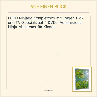 LEGO Ninjago Komplettbox DVD alle Folgen TV-Special Disc 1-4 Deutsch