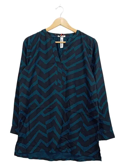 Street One Longbluse Damen Gr. 36 Petrol Zickzack-Muster Viskose