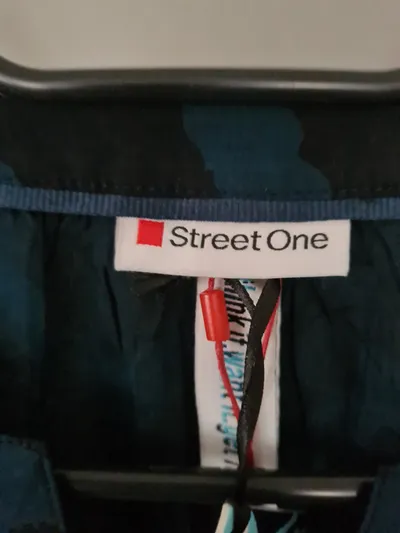 Street One Longbluse Damen Gr. 36 Petrol Zickzack-Muster Viskose