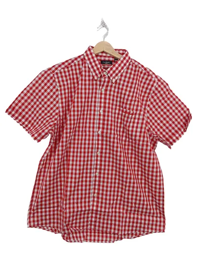 Pierre Cardin Herren Karohemd Kurzarm Rot Kariert 3XL