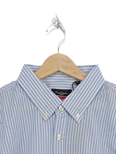 Pierre Cardin Herren Business Hemd Kurzarm Gestreift Blau Gr. 56/3XL