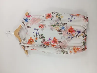 Zabaione Damen Bluse Weiß Blumenmuster Ärmellos Gr. 38