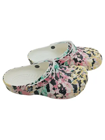Crocs Classic Clogs Badeschuhe Damen Mehrfarbig Blumenmuster Gr 40.5