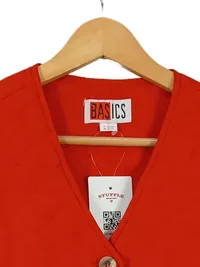 BASICS Steppweste Damen Gr. 36/38 Rot Wattiert Knopfleiste Casual 5