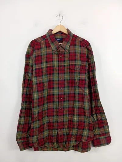 GANT Herren Freizeithemd Kariert Mehrfarbig Gr. 54 XXL Langarm Baumwolle