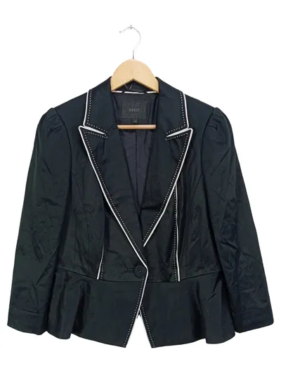 COAST Damen Blazer Gr. 42 XL Schwarz Elegant Business Ziernähte