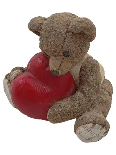 GILDE Handwerk Dekofigur Teddybär mit Herz Porzellan Braun 7 cm