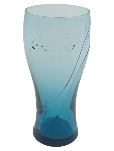Coca-Cola Trinkglas Contour Glas Blau 300ml Retro Wasserglas