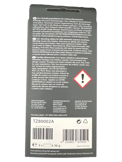 Siemens TZ80002A Entkalkungstabletten Kaffeevollautomat Blau