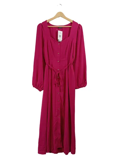 Dorothy Perkins Blusenkleid Damen Gr. 42 Pink Langarm Maxikleid NEU