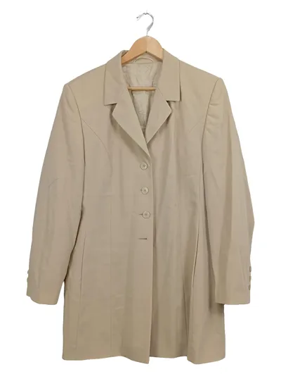 Création Atelier GP Klassischer Mantel Damen Beige Wolle Polyester Gr. 40 L