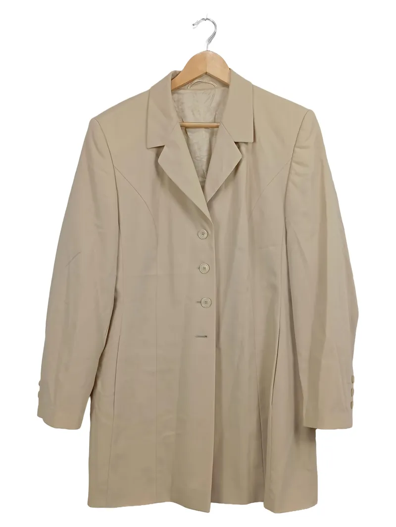 Création Atelier GP Klassischer Mantel Damen Beige Wolle Polyester Gr. 40 L 1
