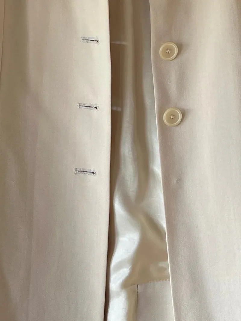 Création Atelier GP Klassischer Mantel Damen Beige Wolle Polyester Gr. 40 L 5