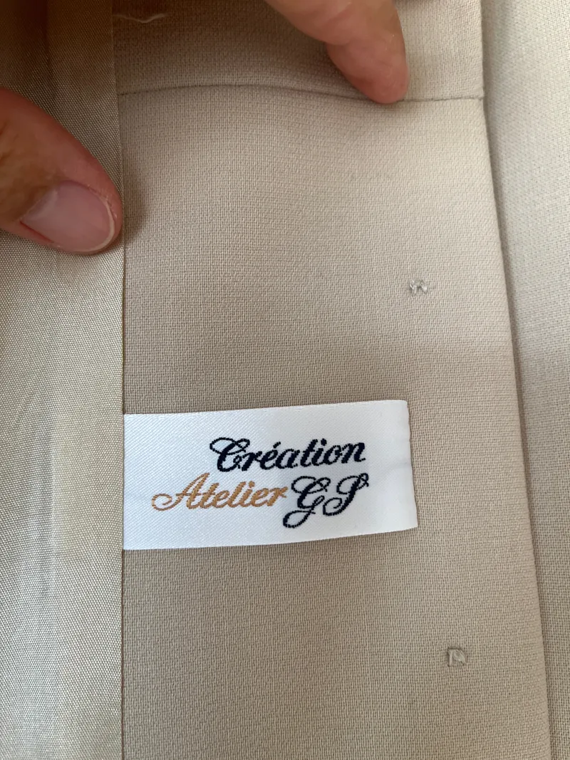 Création Atelier GP Klassischer Mantel Damen Beige Wolle Polyester Gr. 40 L 7