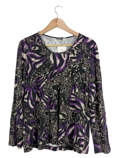 Gerry Weber Damen Langarmshirt Animal-Print Gr. 42/XL Mehrfarbig Lila