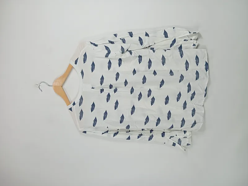 Bimba y Lola Damen Bluse Grafik Muster Langarm Weiß Gr. 38 M 2