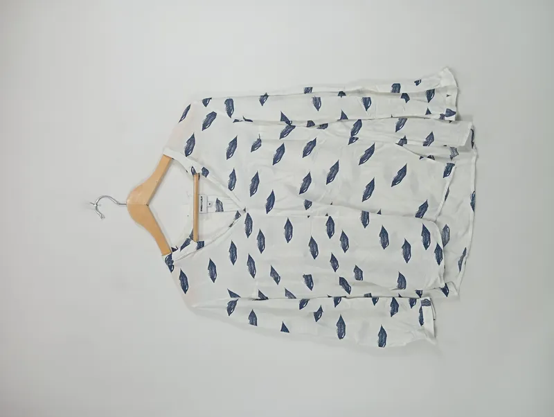 Bimba y Lola Damen Bluse Grafik Muster Langarm Weiß Gr. 38 M 3