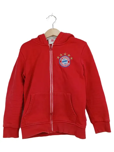 FC Bayern München Kinder Sweatjacke Logo Print Kapuze Rot Gr. 128