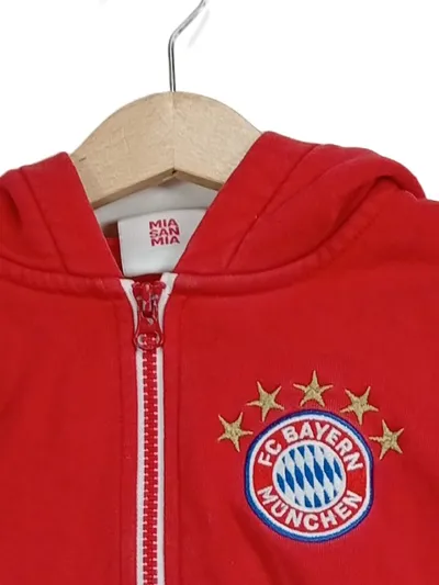FC Bayern München Kinder Sweatjacke Logo Print Kapuze Rot Gr. 128
