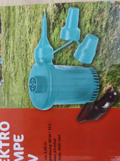 ADVENTURIDGE Elektro Pumpe 12V Luftpumpe Camping Schlauchboot Matratze Türkis