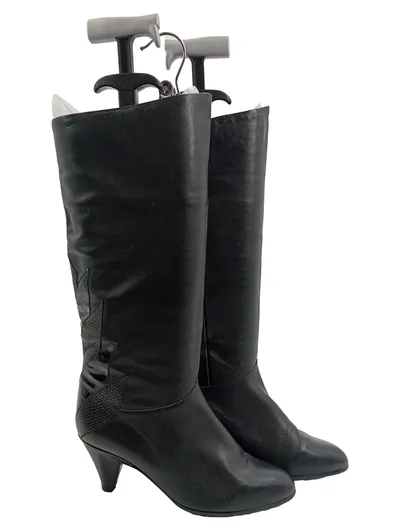 Gabor Damen Leder Stiefel Elegant Schwarz Gr. 39 Absatz 8 cm