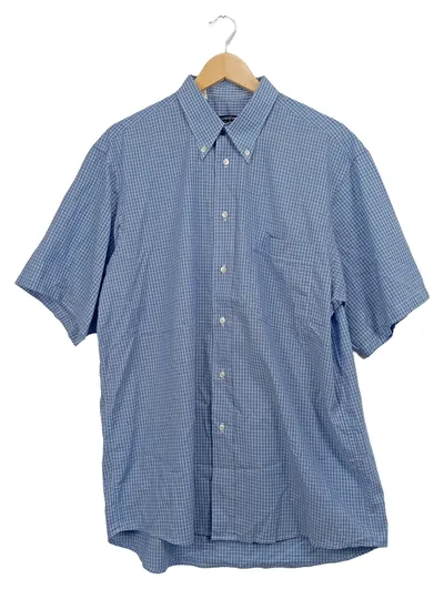 Claudio Ferrara Herren Freizeithemd Kurzarm Kariert Blau Gr. 54;XXL