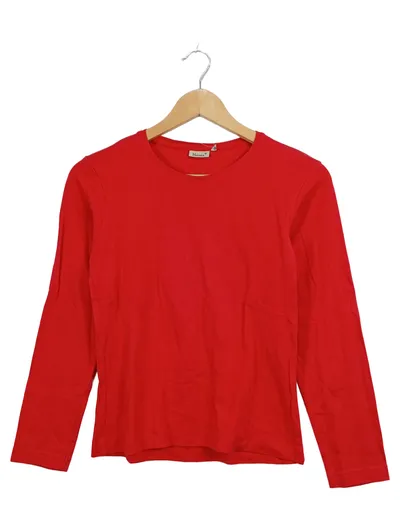 Hanes Damen Langarmshirt Rot Gr. M Basic Baumwolle Rundhals