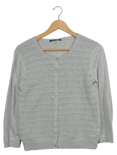 Cable & Gauge Damen Strickjacke Grau Gr. 36/S Lochmuster Casual