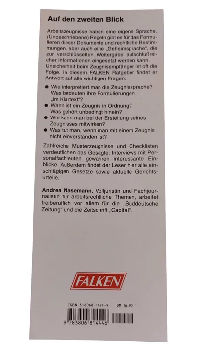 Falken Arbeitszeugnis Ratgeber Auf den zweiten Blick Recht Gesetzbuch